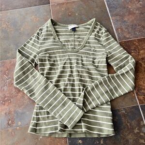 Universal Thread Olive Striped Long Sleeve Tee